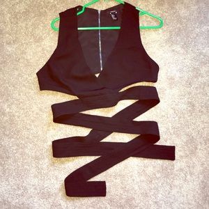 Crop top with decorative wrap tie!